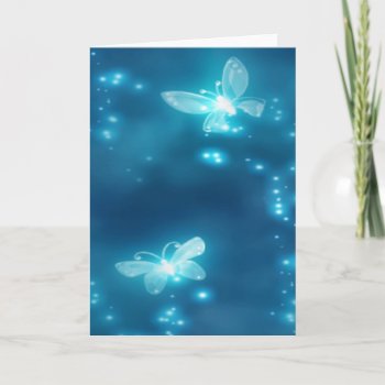 Intense Blue  Glitter And Butterflies Card by esoticastore at Zazzle