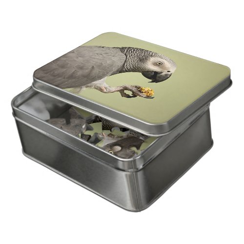 Intense Congo African Grey Parrot Snacking Jigsaw Puzzle