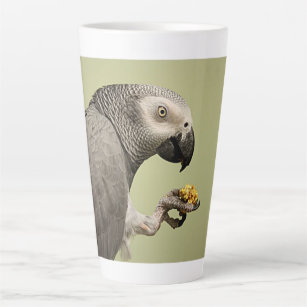 Intense Congo African Grey Parrot Snacking Latte Mug