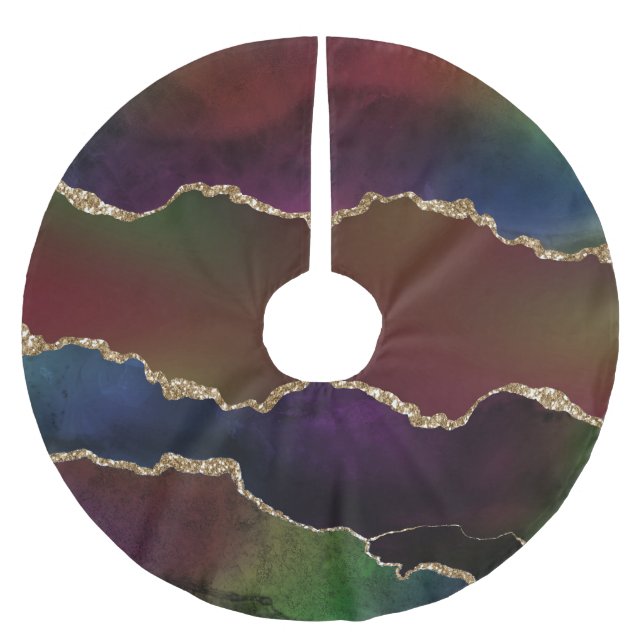Intense Dark Agate | Moody Rainbow Jewel Tone Brushed Polyester Tree Skirt (Front)