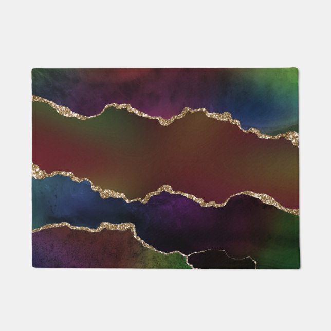 Intense Dark Agate | Moody Rainbow Jewel Tone Doormat (Front)
