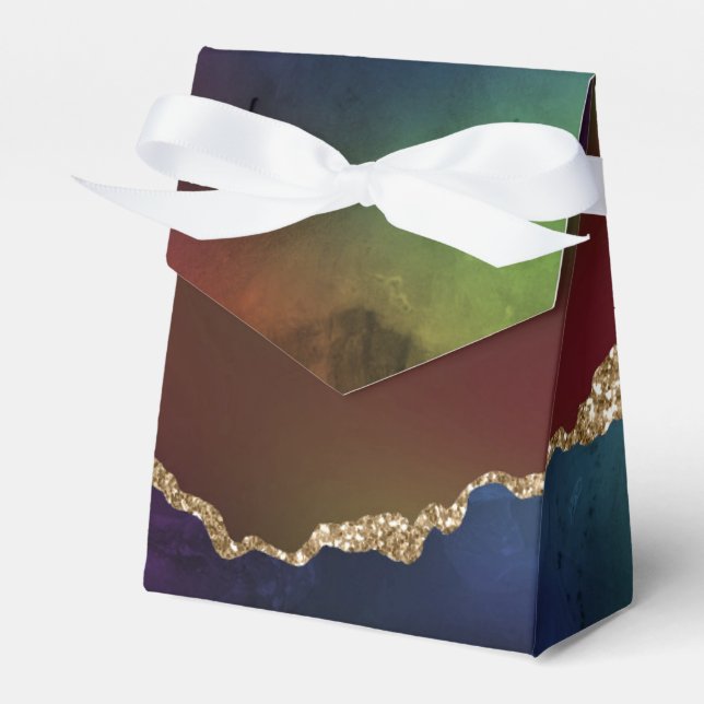 Intense Dark Agate | Moody Rainbow Jewel Tone Favor Boxes (Front Side)