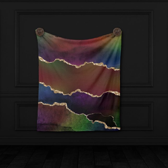Intense Dark Agate | Moody Rainbow Jewel Tone Fleece Blanket (Creator Uploaded)