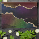 Intense Dark Agate | Moody Rainbow Jewel Tone Kitchen Towel<br><div class="desc">Sophisticated magical mysticism of the natural organic agate stone featuring beautiful ebbs and flows of metallic veins and fluid watercolor marbling texture. The conceptual modern abstract aesthetic brings a luxurious mystique to add a perfect pop of color and personal style. Also transferable to school/office supplies or decor for an easy...</div>