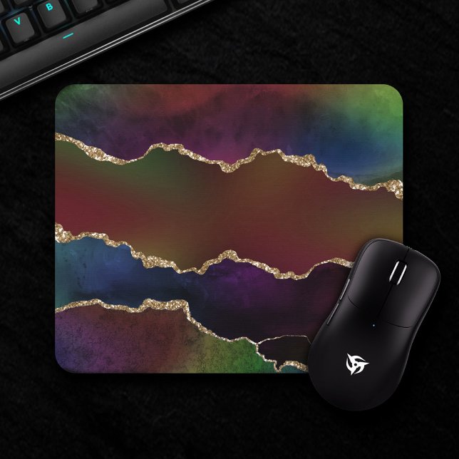 Intense Dark Agate | Moody Rainbow Jewel Tone Mouse Pad (Creator Uploaded)