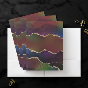 Intense Dark Agate Moody Rainbow Jewel Tone Pocket Folder
