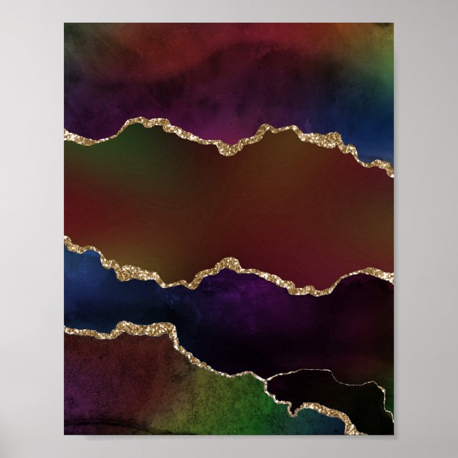 Intense Dark Agate | Moody Rainbow Jewel Tone Poster (Front)