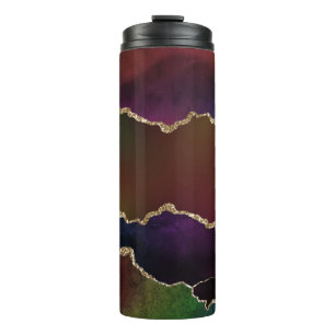 Intense Dark Agate Moody Rainbow Jewel Tone Thermal Tumbler