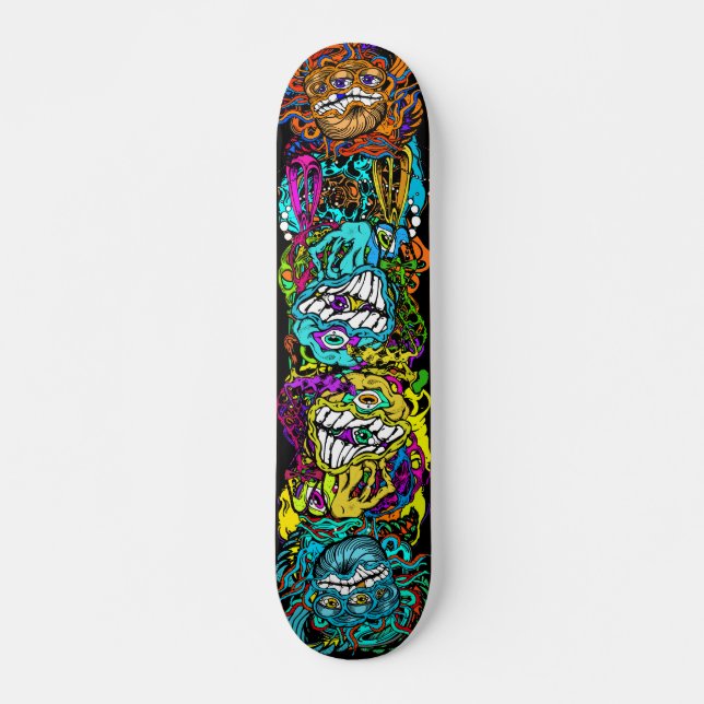Intense Day Glo Psycho Loco Insane Graphics Skateboard (Front)