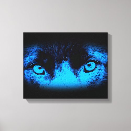 Intense Dog Eyes In Blue Abstract Art Canvas Print