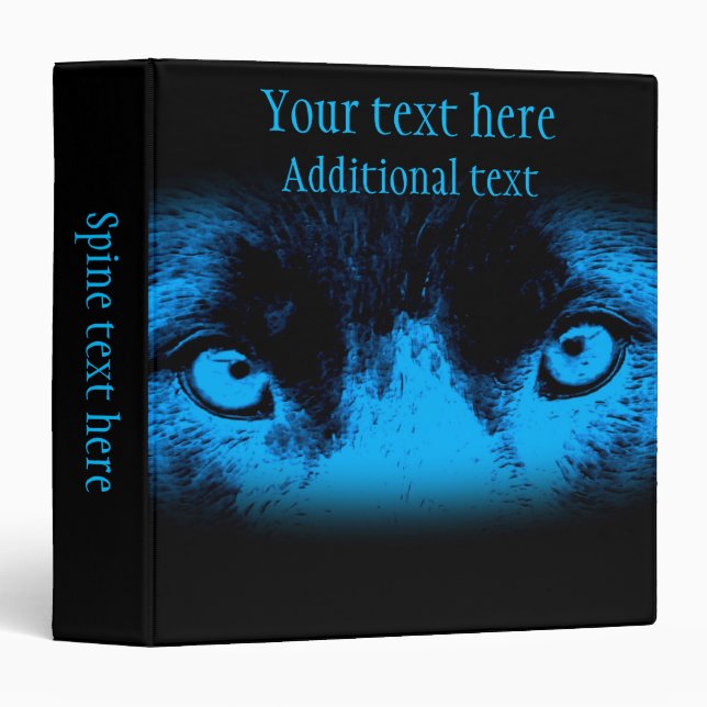 Intense Dog Eyes In Blue Personalized 3 Ring Binder (Front/Spine)