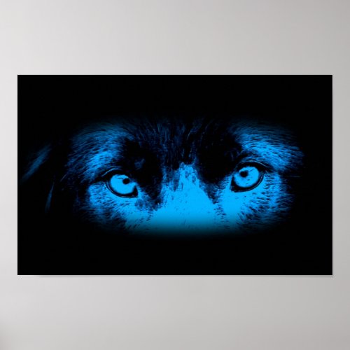 Intense Dog Eyes In Blue Poster