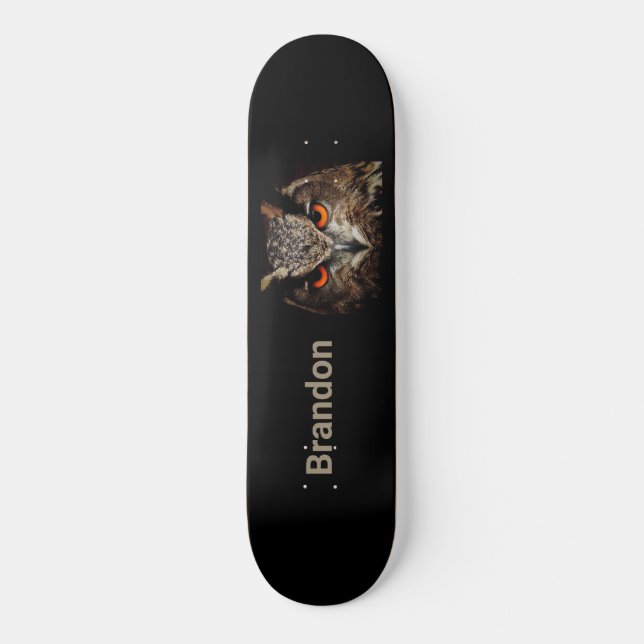 Intense Fierce Owl Black Skateboard (Front)