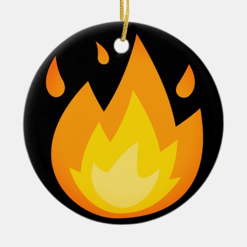 Intense Fire Emoji Ceramic Ornament