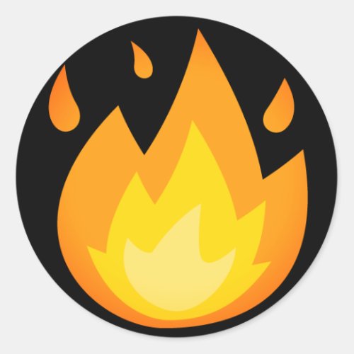 Intense Fire Emoji Classic Round Sticker