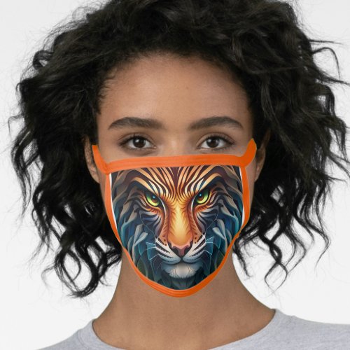 Intense Gaze A Close Up of a Majestic Tigers Face Face Mask