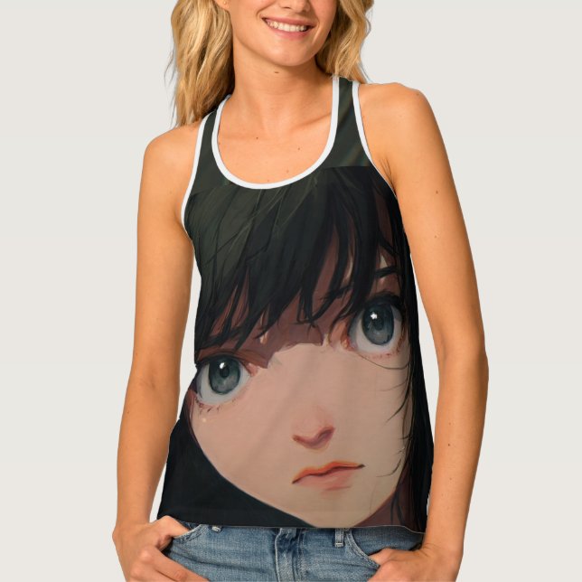 Intense Gaze – Stylized Digital Portrait Tank Top (Front)