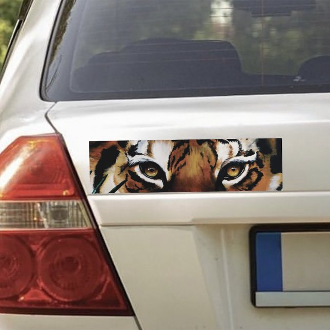 Intense Green Jungle Tiger Eyes Wildlife Leaves Bumper Sticker (Creator Uploaded)