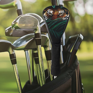 Intense Green Jungle Tiger Eyes Wildlife Leaves Golf Head Cover