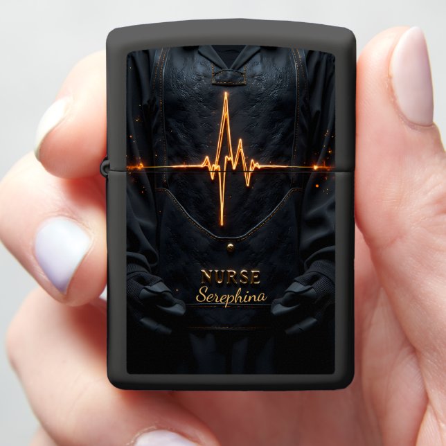Intense Guardian Nurse Ekg Critical Gift Zippo Lighter (In Hand)