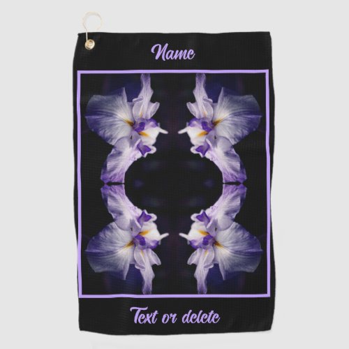 Intense Japanese Iris Flower Abstract Personalized Golf Towel