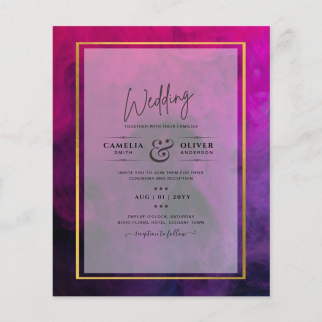 Intense Magenta Plum Purple INK Wedding INVITE Flyer (Front)