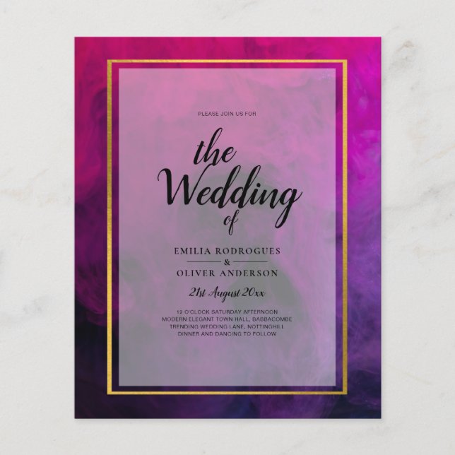 Intense Magenta Plum Purple INK Wedding INVITE Flyer (Front)