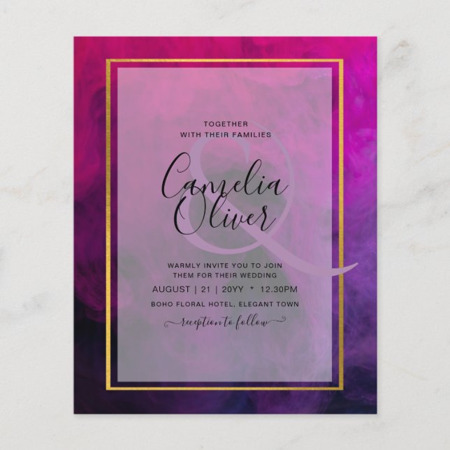 Intense Magenta Plum Purple INK Wedding INVITE Flyer (Front)