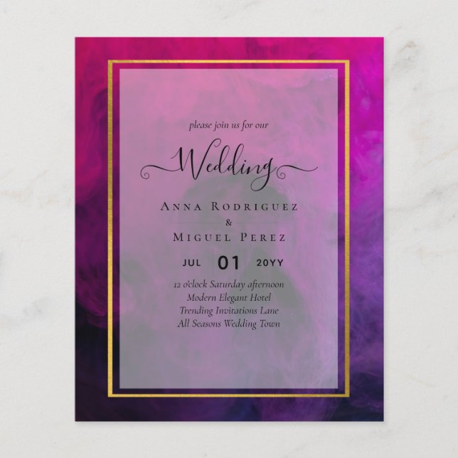 Intense Magenta Plum Purple INK Wedding INVITE Flyer (Front)
