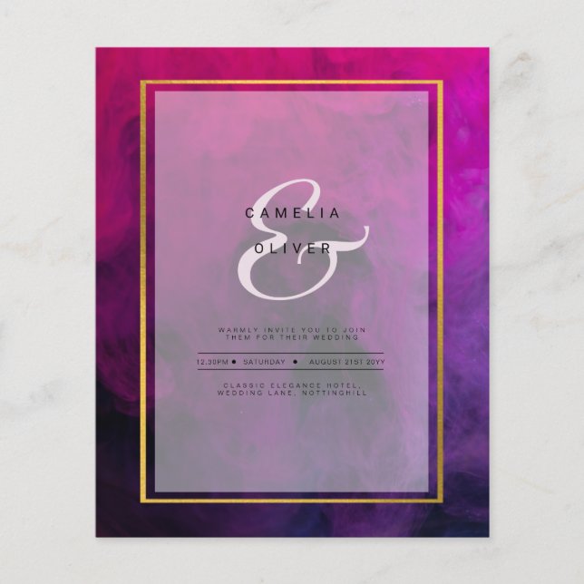 Intense Magenta Plum Purple INK Wedding INVITE Flyer (Front)