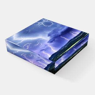 Intense Nature Lightning Storm Paperweight