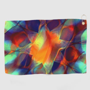 Intense orange flower in digital polished texture golf towel