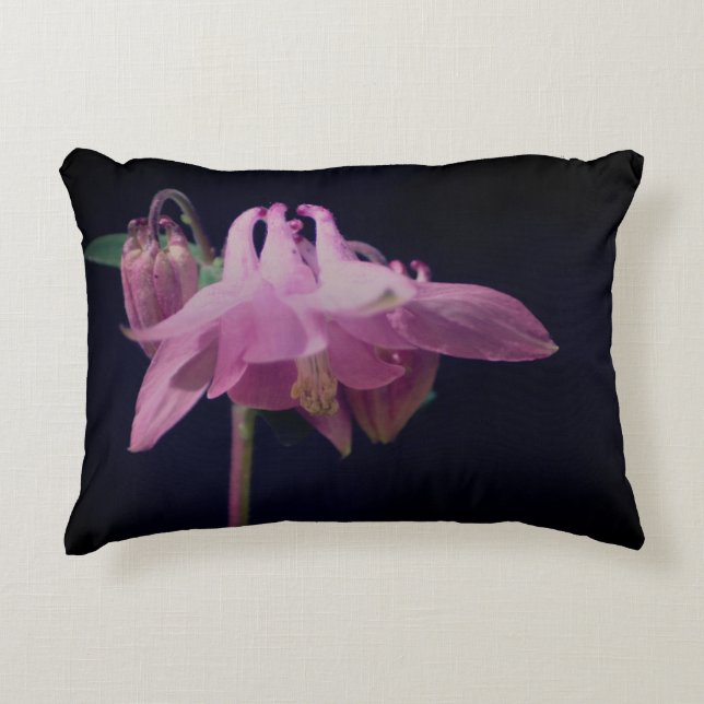 Intense Pink Columbine Flower Accent Pillow (Front)