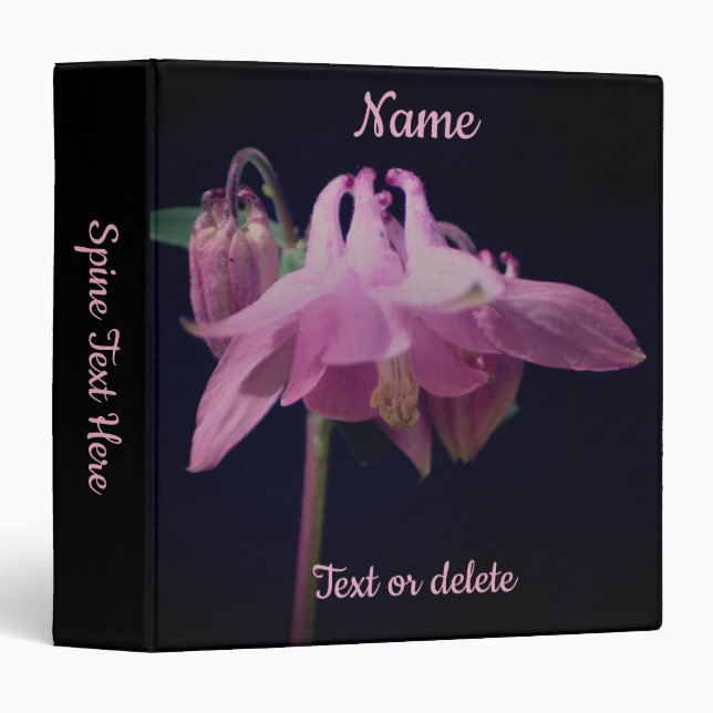 Intense Pink Columbine Flower Personalized  3 Ring Binder (Front/Spine)