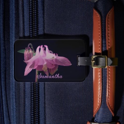 Intense Pink Columbine Flower Personalized Luggage Tag