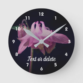 Intense Pink Columbine Flower Personalized Round Clock