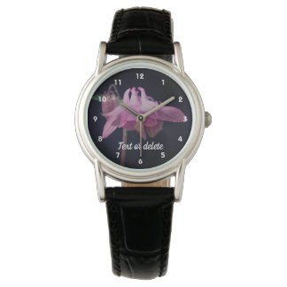 Intense Pink Columbine Flower Personalized  Watch
