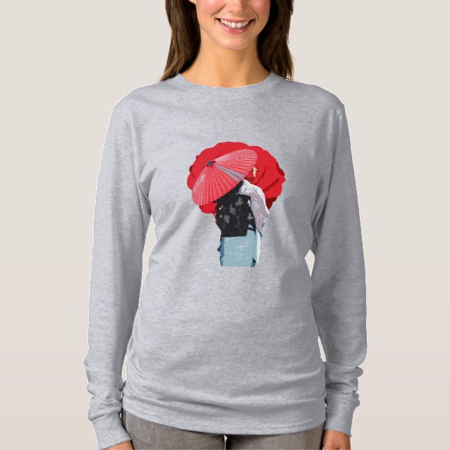 Intense Red Japanese Shadow Inspired Cultural Look T-Shirt (Front)