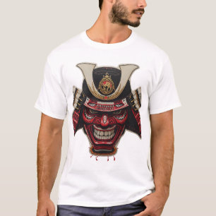 Intense Samurai Warrior Oni Mask Graphic T-Shirt
