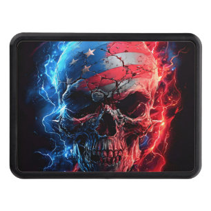 Intense shadow patriotic skull hitch cover