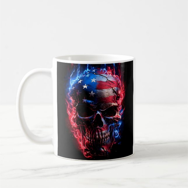 Intense shadow patriotic skull mug (Left)