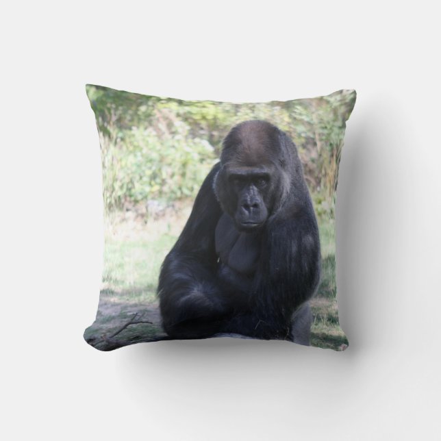 Intense stare gorilla throw pillow (Front)