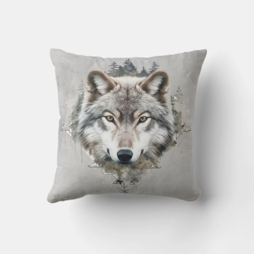 Intense Wolf Wolves Animal Nature Wildlife  Throw Pillow