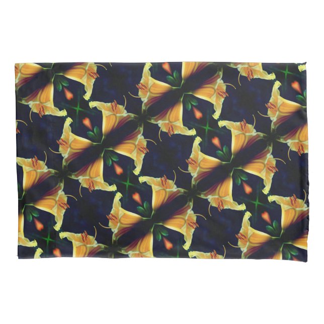 Intense Yellow Lily Flower Abstract Art Pattern Pillow Case (Front)