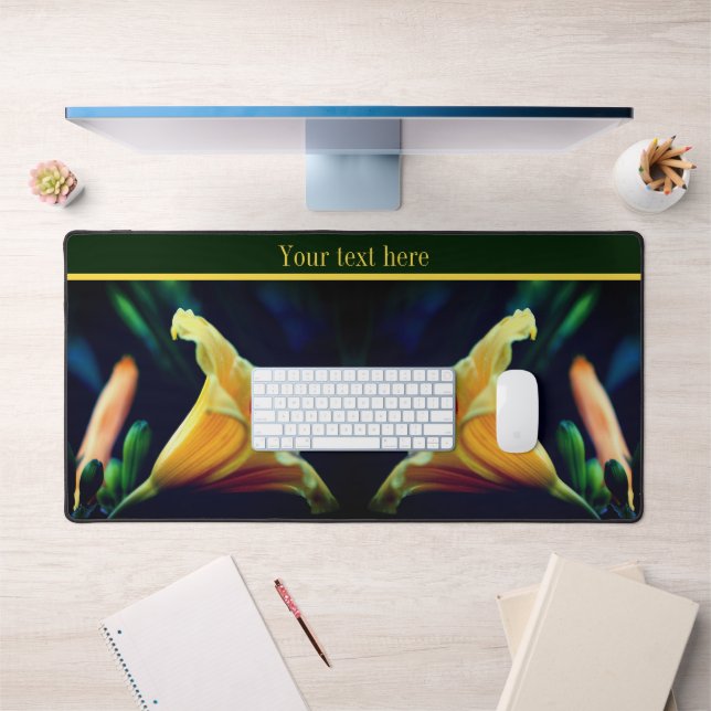 Intense Yellow Lily Flower Personalized Desk Mat (Office 1)