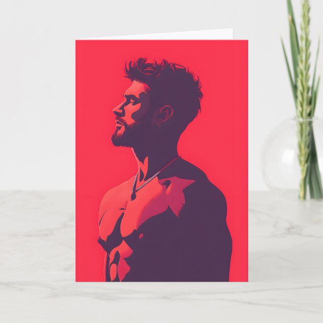 Intensely Red Gay Greetings Card (Front)