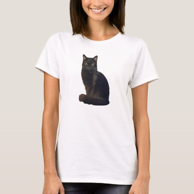  Intensely Staring Black Cat | I'm Watching You T-Shirt (Front)