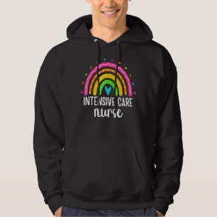 Intensive Care Nurse Rainbow Print Icu Nursing Sch Hoodie