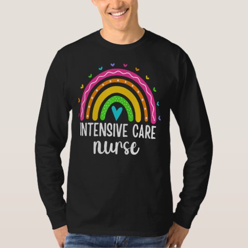 Intensive Care Nurse Rainbow Print Icu Nursing Sch T_Shirt