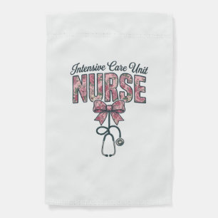 Intensive Care Unit Nurse Floral Bow Shirt Design_ Garden Flag